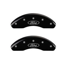 Load image into Gallery viewer, MGP Caliper Covers 10228FFRDBK Front Set of 2: Black finish, Silver Ford Oval Logo