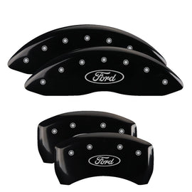 MGP Caliper Covers 10229SFRDBK Set of 4: Black finish, Silver Ford Oval Logo