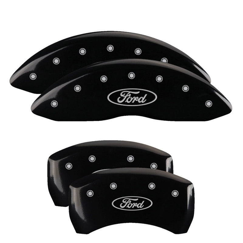 MGP Caliper Covers 10230SFRDBK Set of 4: Black finish, Silver Ford Oval Logo