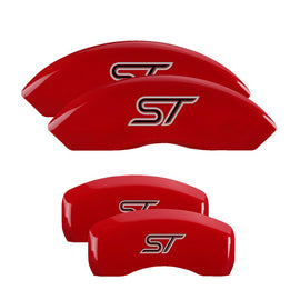 MGP Caliper Covers 10231SST1RD Set of 4: Red finish, Silver ST (No Bolts)