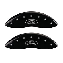 Load image into Gallery viewer, MGP Caliper Covers 10232FFRDBK Front Set of 2: Black finish, Silver Ford Oval Logo