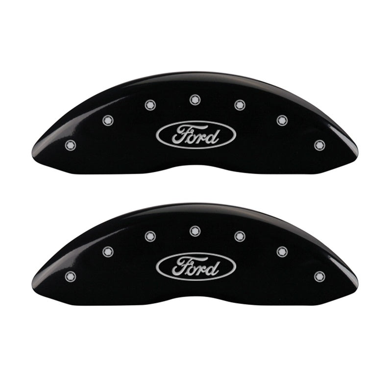 MGP Caliper Covers 10234FFRDBK Front Set of 2: Black finish, Silver Ford Oval Logo