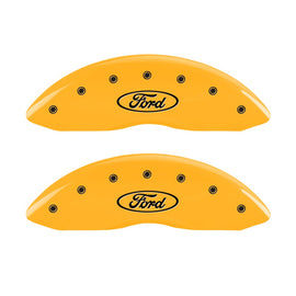 MGP Caliper Covers 10234FFRDYL Front Set of 2: Yellow finish, Black Ford Oval Logo