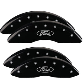 MGP Caliper Covers 10235SFRDBK Set of 4: Black finish, Silver Ford Oval Logo