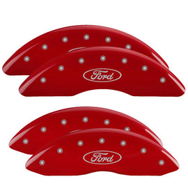 MGP Caliper Covers 10235SFRDRD Set of 4: Red finish, Silver Ford Oval Logo