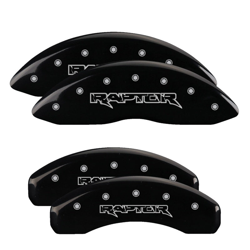 MGP Caliper Covers 10239SRPTBK Set of 4: Black finish, Silver Raptor