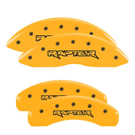 MGP Caliper Covers 10239SRPTYL Set of 4: Yellow finish, Black Raptor