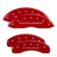 Load image into Gallery viewer, MGP Caliper Covers 10243SXPLRD Set of 4: Red finish, Silver Explorer (2012-Up)