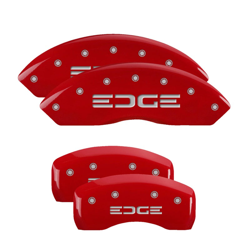MGP Caliper Covers 10247SEDGRD Set of 4: Red finish, Silver Edge