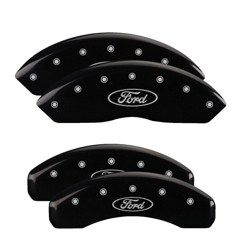 MGP Caliper Covers 10248SFRDBK Set of 4: Black finish, Silver Ford Oval Logo