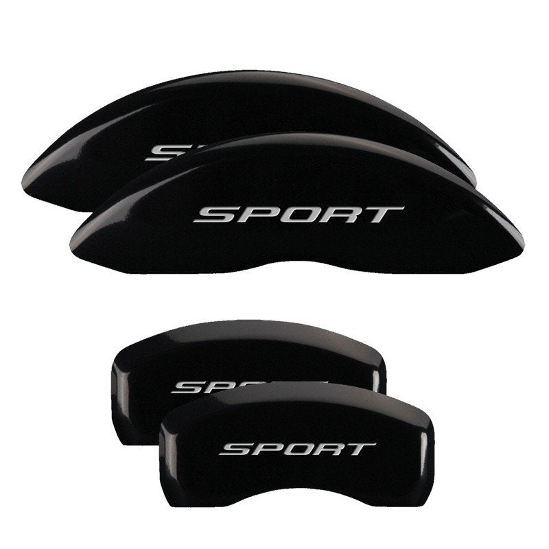 MGP Caliper Covers 10252SSP2BK Set of 4: Black finish, Silver Sport (2015, No Bolts)