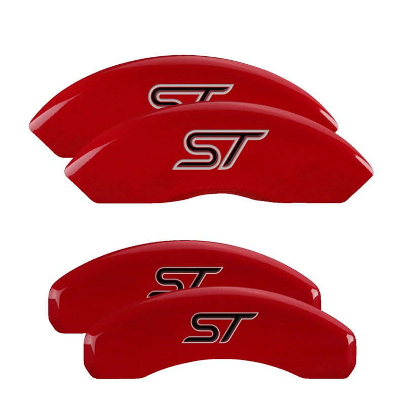 MGP Caliper Covers 10254SST1RD Set of 4: Red finish, Silver ST (No Bolts)