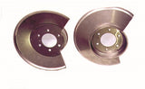 Omix 1112102 Disc Brake Dust Shield; Front; w/2-Bolt Caliper Plates; Stainless Steel; 2 pc.;