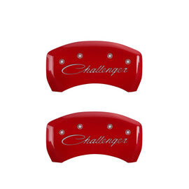 MGP Caliper Covers 12001SCLSRD Set of 4: Red finish, Silver Challenger (Cursive)