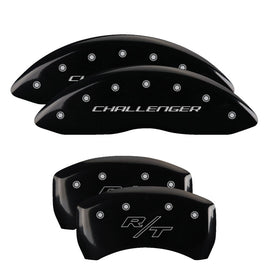 MGP Caliper Covers 12001SCBRBK Set of 4: Black finish, Silver Challenger (Block) / R/T