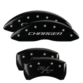 MGP Caliper Covers 12001SCHRBK Set of 4: Black finish, Silver Charger / RT