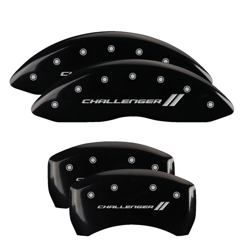 MGP Caliper Covers 12001SCL1BK Set of 4: Black finish, Silver Challenger ll