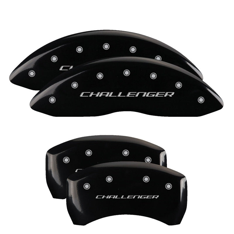 MGP Caliper Covers 12001SCLBBK Set of 4: Black finish, Silver Challenger (Block)