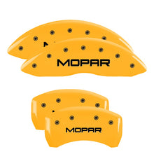 Load image into Gallery viewer, MGP Caliper Covers 12001SMOPYL Set of 4: Yellow finish, Black MOPAR