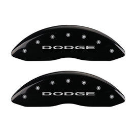 MGP Caliper Covers 12002FDD4BK Front Set of 2: Black finish, Silver Dodge (No Stripes)