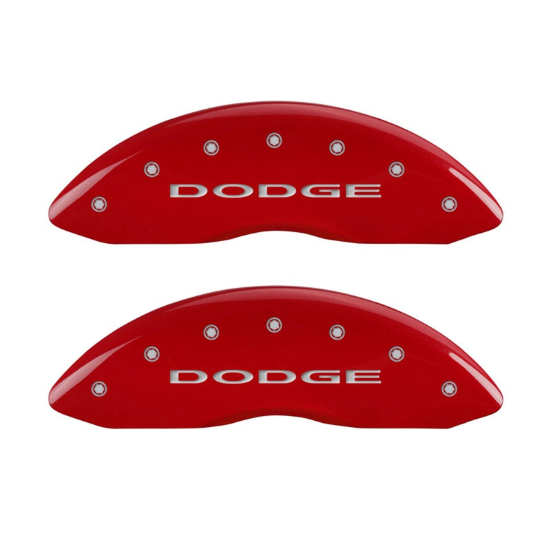 MGP Caliper Covers 12002FDD4RD Front Set of 2: Red finish, Silver Dodge (No Stripes)