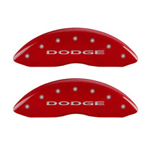 Load image into Gallery viewer, MGP Caliper Covers 12002FDD4RD Front Set of 2: Red finish, Silver Dodge (No Stripes)