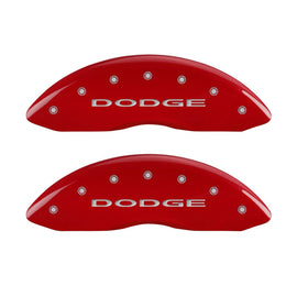 MGP Caliper Covers 12002FDD4RD Front Set of 2: Red finish, Silver Dodge (No Stripes)