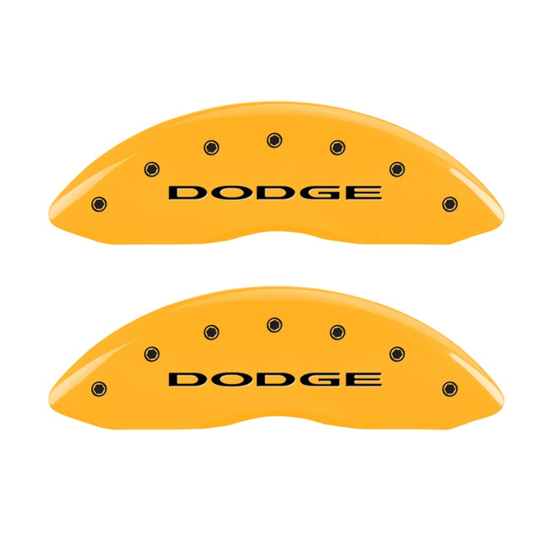 MGP Caliper Covers 12002FDD4YL Front Set of 2: Yellow finish, Black Dodge (No Stripes)