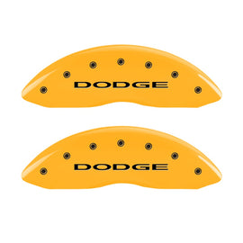 MGP Caliper Covers 12002FDD4YL Front Set of 2: Yellow finish, Black Dodge (No Stripes)