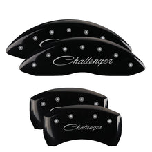 Load image into Gallery viewer, MGP Caliper Covers 12005SCLSBK Set of 4: Black finish, Silver Challenger (Cursive)