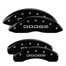 Load image into Gallery viewer, MGP Caliper Covers 12043SDODBK Set of 4: Black finish, Silver Dodge (Broken D)