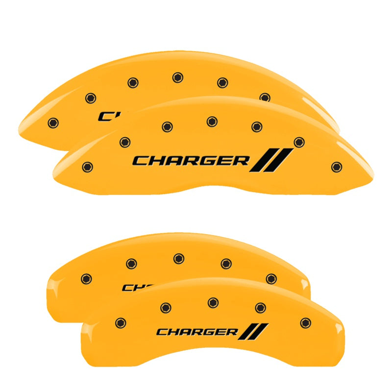 MGP Caliper Covers 12088SCH1YL Set of 4: Yellow finish, Black Charger ll