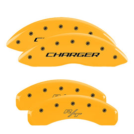 MGP Caliper Covers 12088SCHRYL Set of 4: Yellow finish, Black Charger / RT