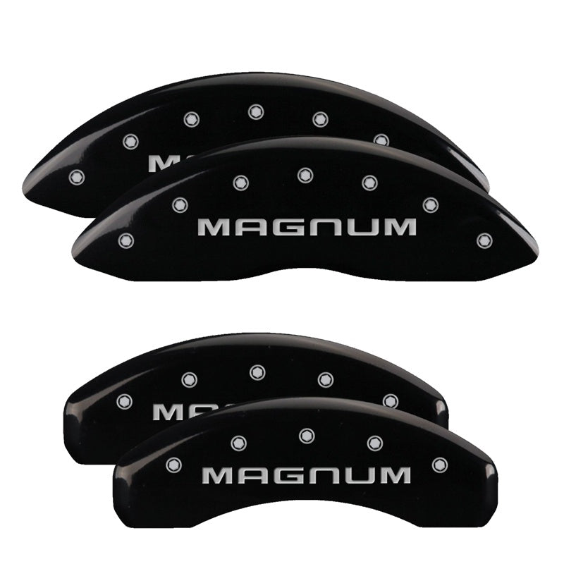 MGP Caliper Covers 12088SMGMBK Set of 4: Black finish, Silver Magnum