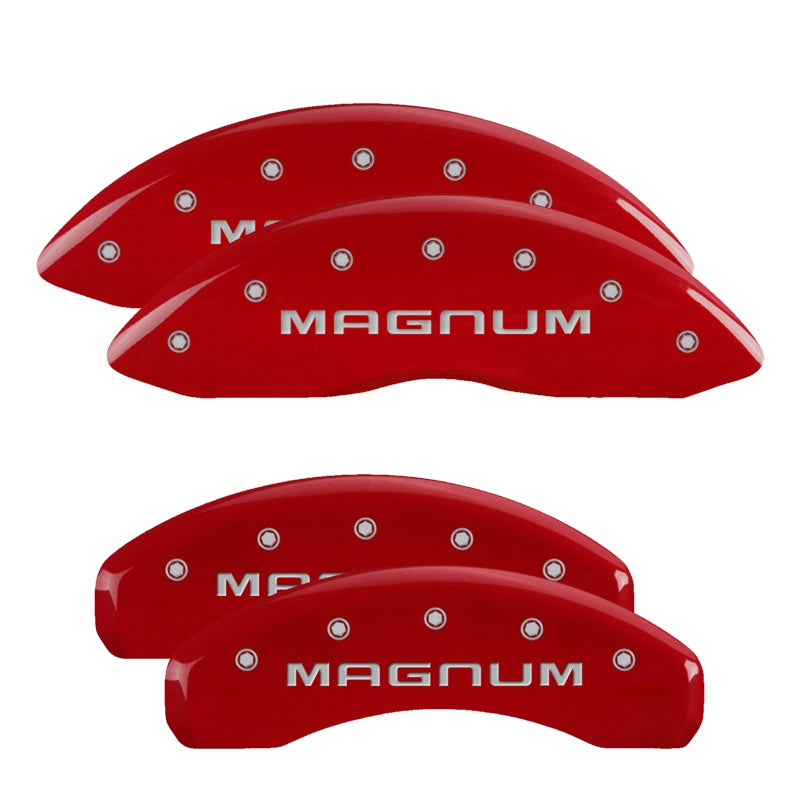 MGP Caliper Covers 12088SMGMRD Set of 4: Red finish, Silver Magnum