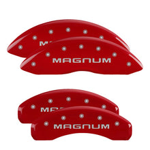 Load image into Gallery viewer, MGP Caliper Covers 12088SMGMRD Set of 4: Red finish, Silver Magnum