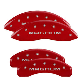MGP Caliper Covers 12088SMGMRD Set of 4: Red finish, Silver Magnum