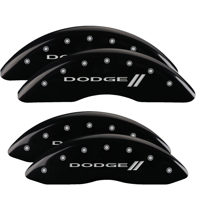 MGP Caliper Covers 12124SDD3BK Set of 4: Black finish, Silver Dodge ll