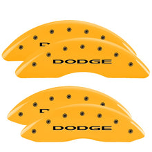 Load image into Gallery viewer, MGP Caliper Covers 12124SDD4YL Set of 4: Yellow finish, Black Dodge (No Stripes)