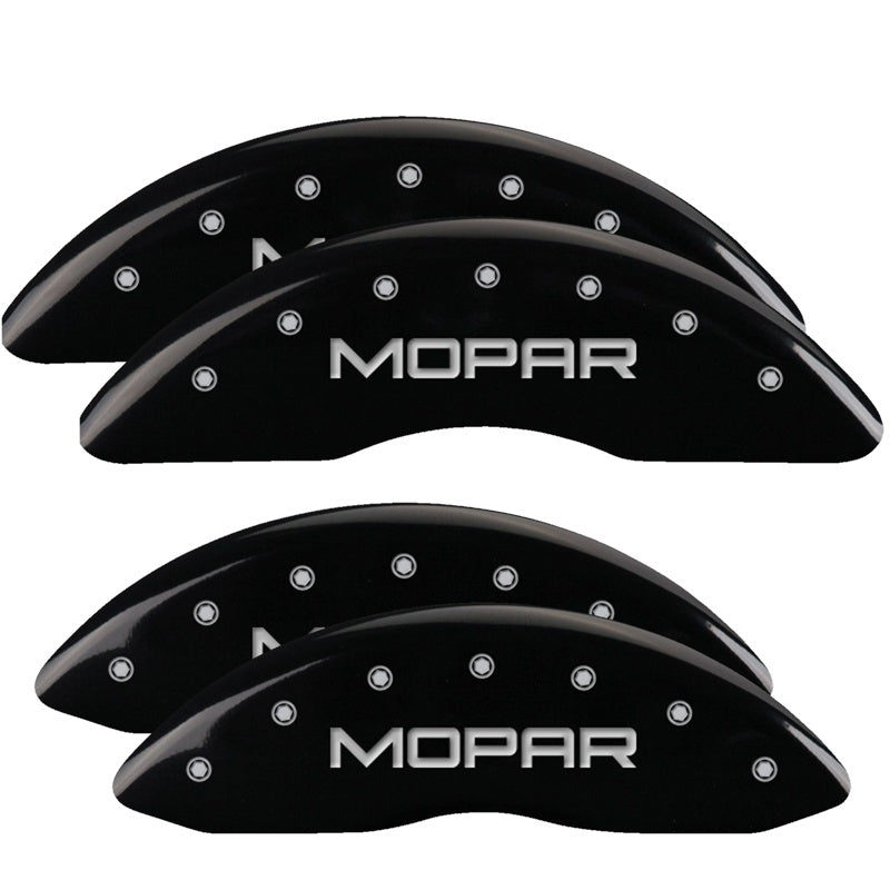 MGP Caliper Covers 12124SMOPBK Set of 4: Black finish, Silver MOPAR