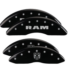 Load image into Gallery viewer, MGP Caliper Covers 12124SRMHBK Set of 4: Black finish, Silver RAM / RAMHEAD