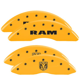 MGP Caliper Covers 12124SRMHYL Set of 4: Yellow finish, Black RAM / RAMHEAD