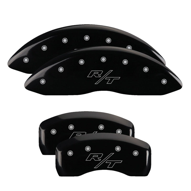 MGP Caliper Covers 12192SRTRBK Set of 4: Black finish, Silver RT (Vintage)