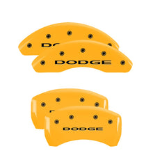 Load image into Gallery viewer, MGP Caliper Covers 12199SDD4YL Set of 4: Yellow finish, Black Dodge (No Stripes)