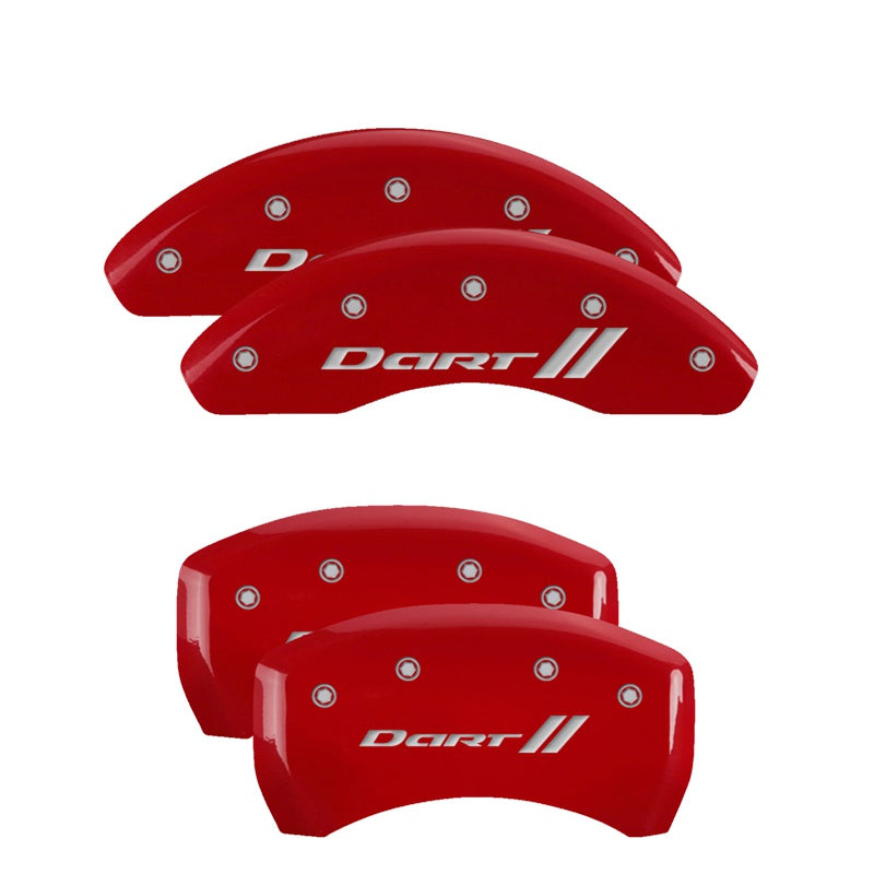 MGP Caliper Covers 12199SDRTRD Set of 4: Red finish, Silver Dart ll