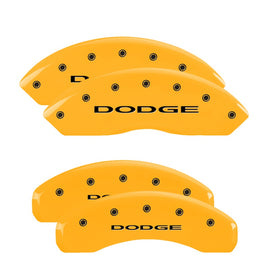 MGP Caliper Covers 12200SDD4YL Set of 4: Yellow finish, Black Dodge (No Stripes)