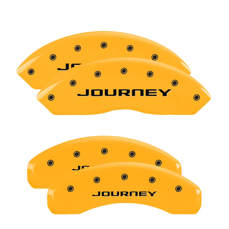 MGP Caliper Covers 12200SJN1YL Set of 4: Yellow finish, Black Journey  (No Stripes)
