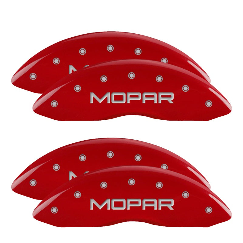 MGP Caliper Covers 12203SMOPRD Set of 4: Red finish, Silver MOPAR