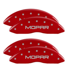 Load image into Gallery viewer, MGP Caliper Covers 12203SMOPRD Set of 4: Red finish, Silver MOPAR