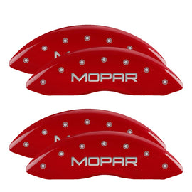 MGP Caliper Covers 12203SMOPRD Set of 4: Red finish, Silver MOPAR